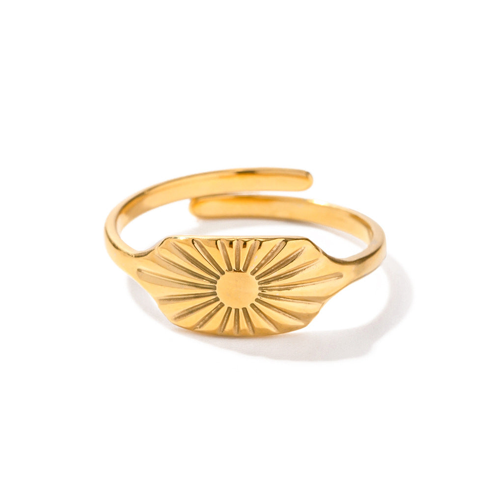 Damen Offener Ring mit floralem Reliefdesign aus hypoallergenem Edelstahl Shop Nory