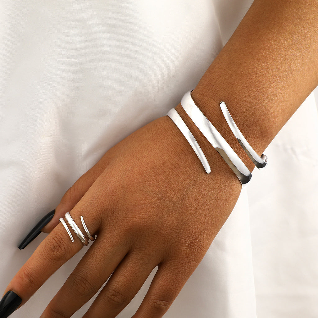 Damen modernes Armreifen-Set aus hochwertigem Metall Shop Nory