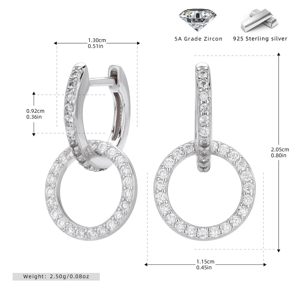 Damen Ohrhänger mit glitzernden Zirkonia in modernem Design Shop Nory