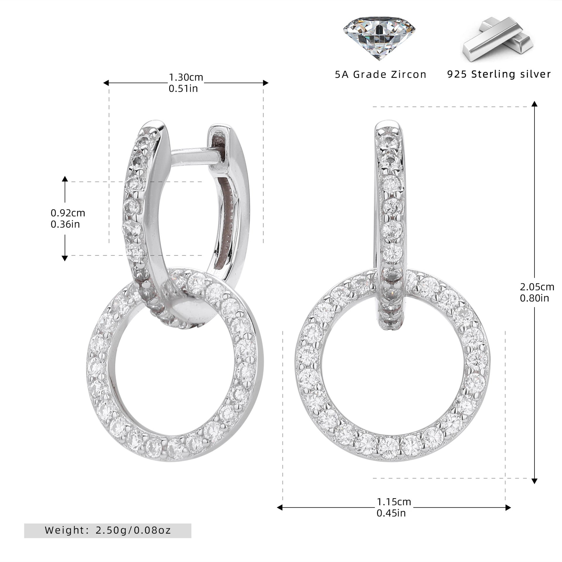 Damen Ohrhänger mit glitzernden Zirkonia in modernem Design Shop Nory