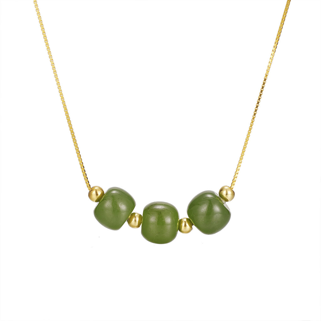 Damen Halskette mit eleganten, handgefertigten Jade-Details Shop Nory