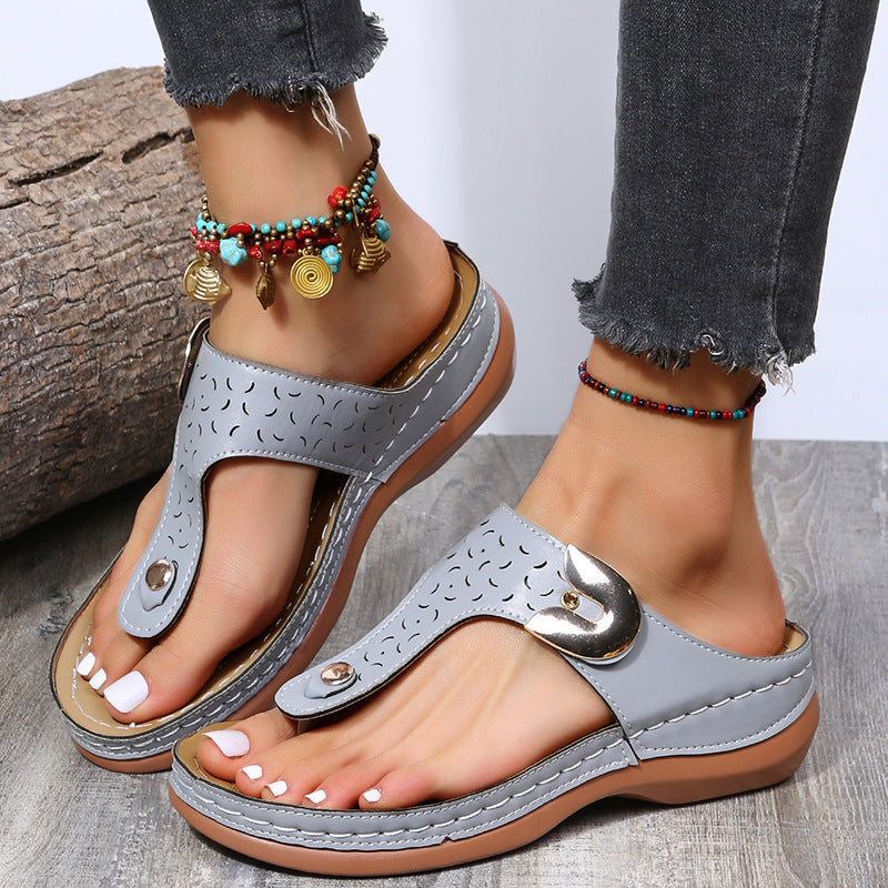 Damen Komfortable Zehentrenner-Sandalen mit modischem Riemen-Design