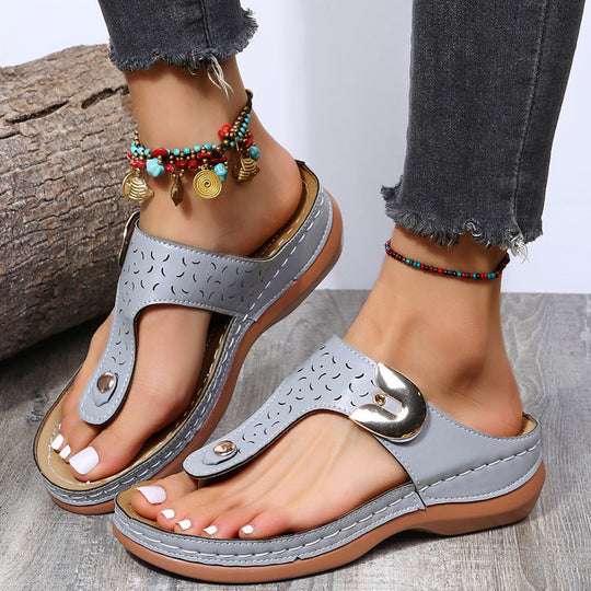 Damen Komfortable Zehentrenner-Sandalen mit modischem Riemen-Design