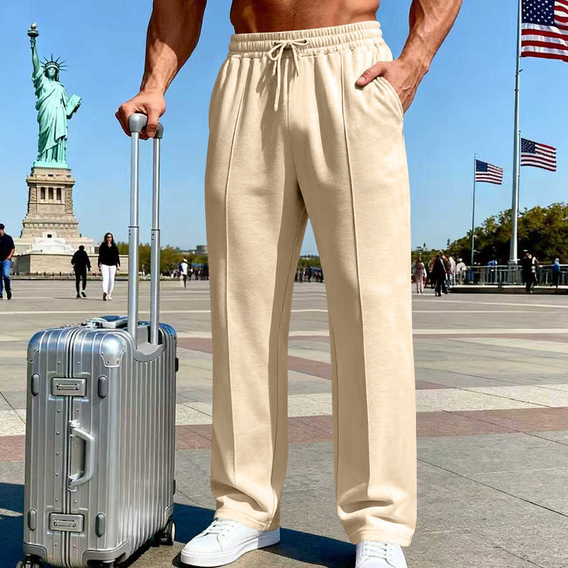 Herren Weite Travel-Loungehose mit Bügelfalte, elastischem Tunnelzug und seitlichen Eingrifftaschen Shop Nory