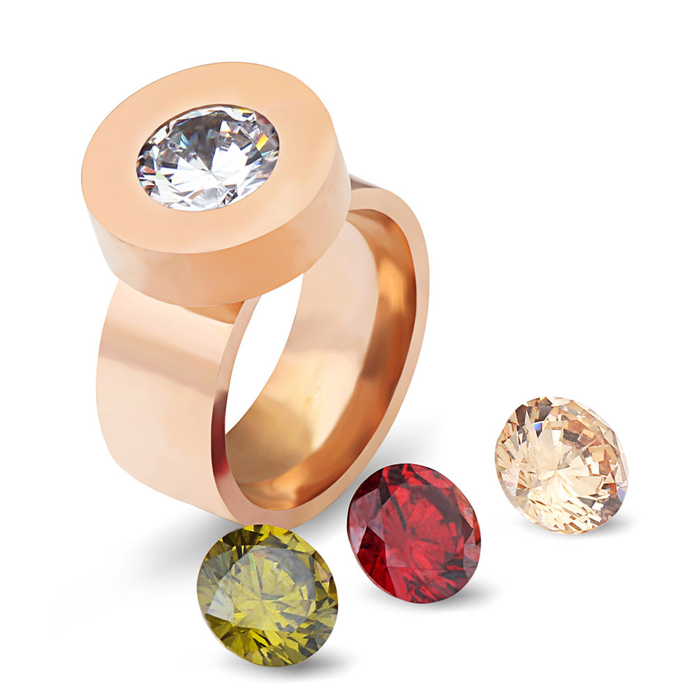 Damen Ring mit drehbarem Kristalleinsatz und modernem Design Shop Nory