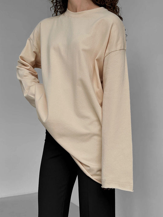 Damen Oversize Langarmshirt mit hohem Kragen