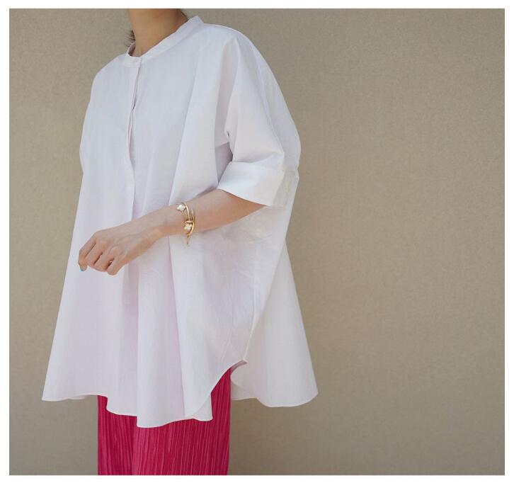 Damen Oversize-Tunikahemd mit Stehkragen, kastiger A-Linie und verlängertem Rückensaum Shop Nory