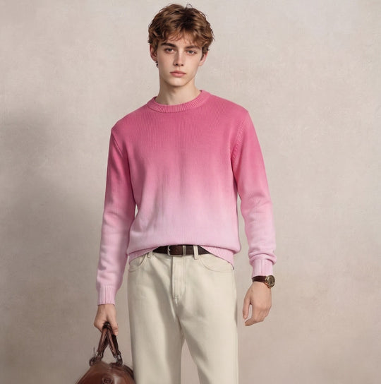 Herren Feinstrick-Pullover mit Dip-Dye-Effekt und Rundhalsausschnitt Shop Nory