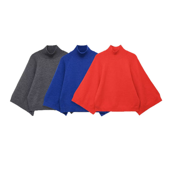 Damen Oversize Strickponcho mit Rollkragen und Raglanärmeln Shop Nory