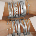 Damen Armreifen-Set aus hochwertigem Edelstahl mit moderner Struktur Shop Nory