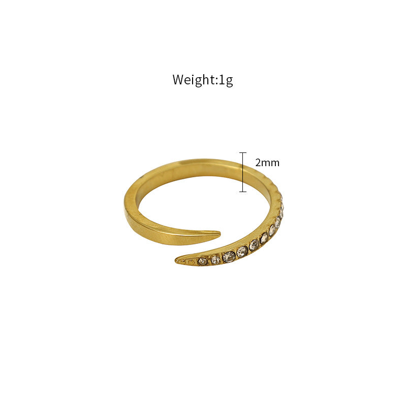 Damen Offener Ring mit Kristallverzierung Shop Nory