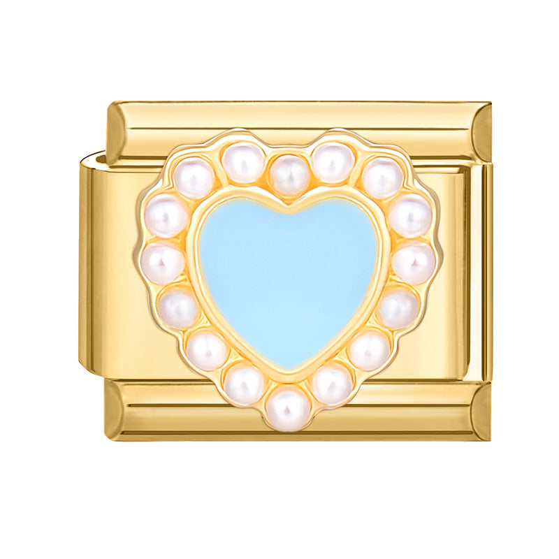 Feiner Italienischer Charm mit Zuchtperlen und Dekorativem Banddetail