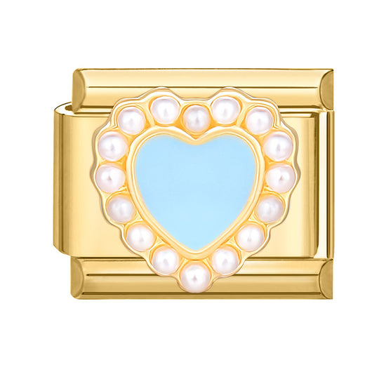 Feiner Italienischer Charm mit Zuchtperlen und Dekorativem Banddetail