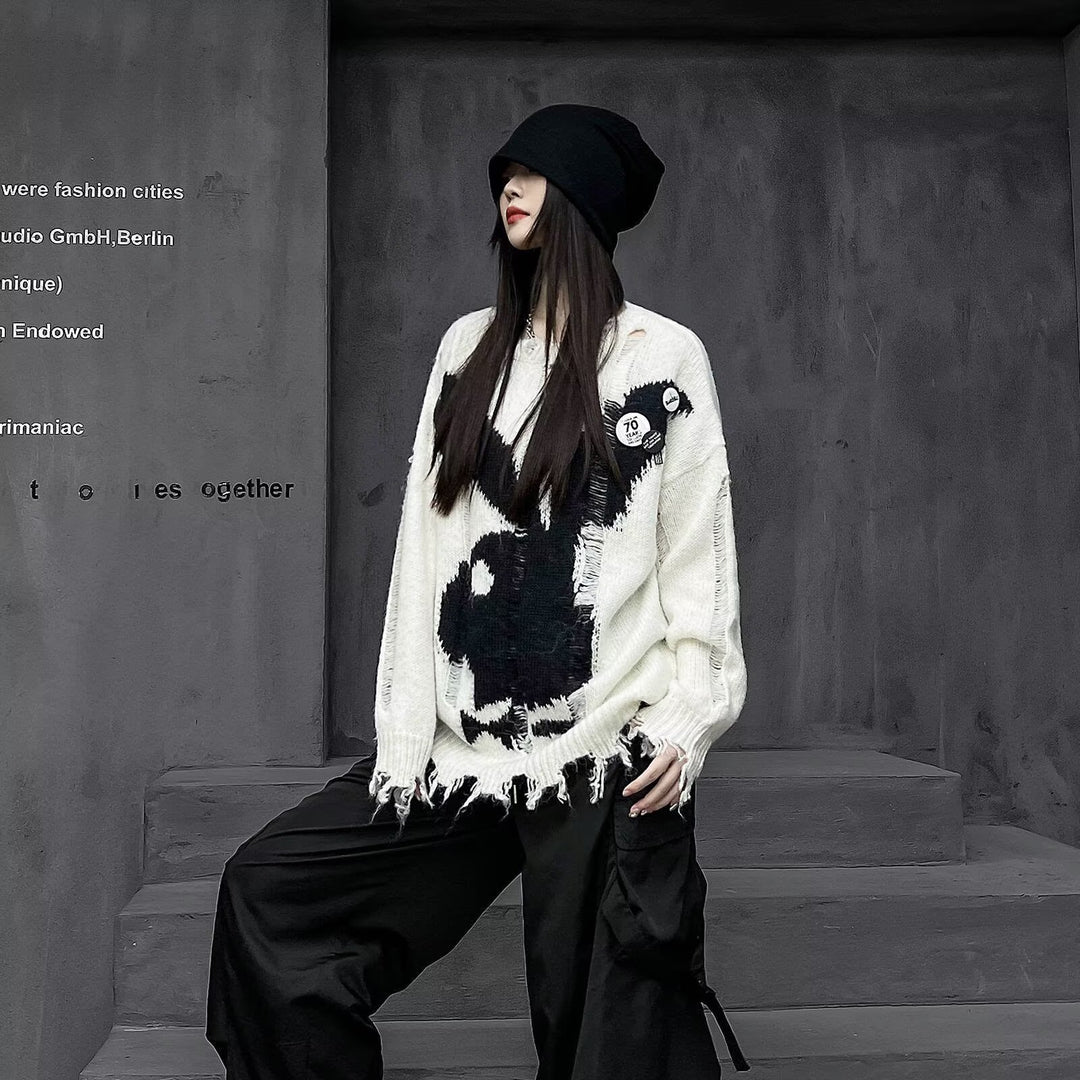 Damen Modischer Strickpullover mit einzigartigem Motiv Shop Nory