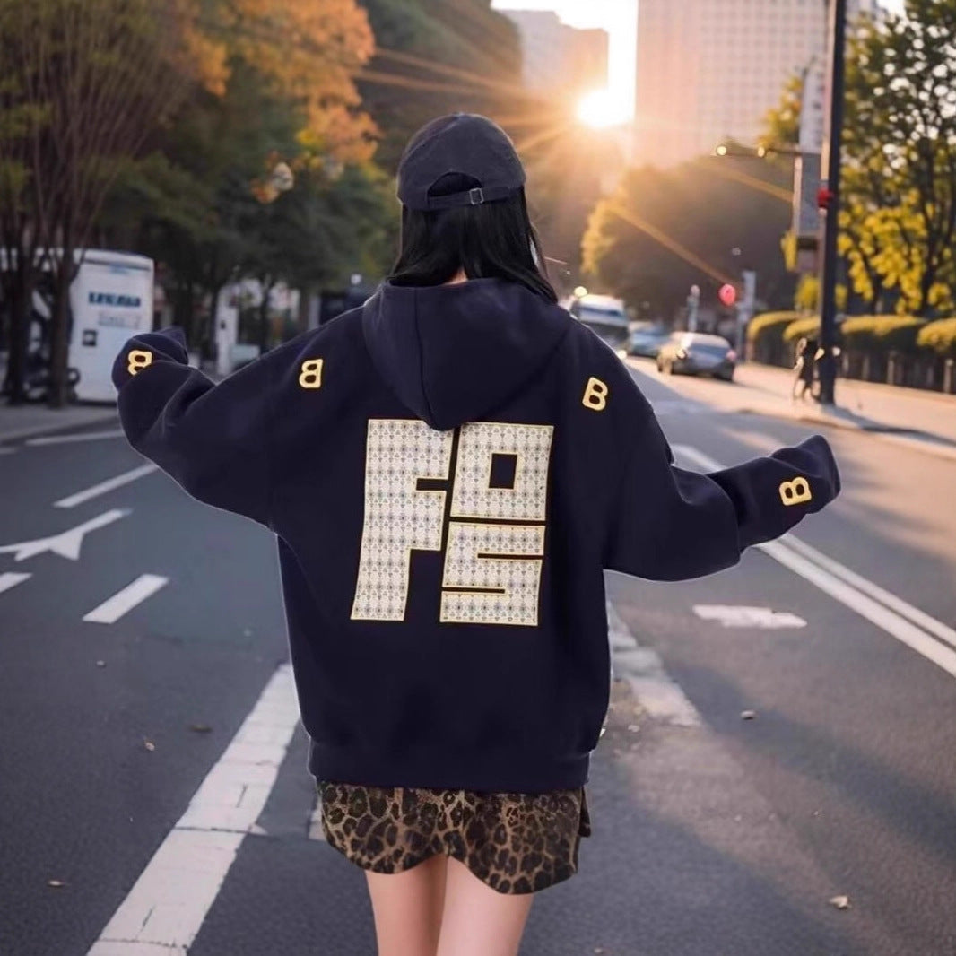 Unisex Urbaner Kapuzenpullover mit großem Druck Shop Nory