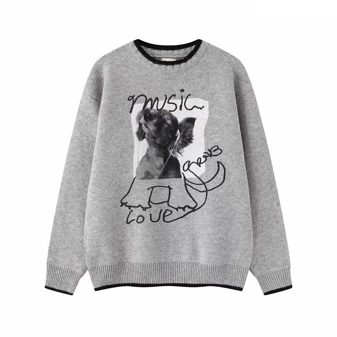 Damen Modischer Rundhalspullover mit einzigartigem Tiermotiv Shop Nory