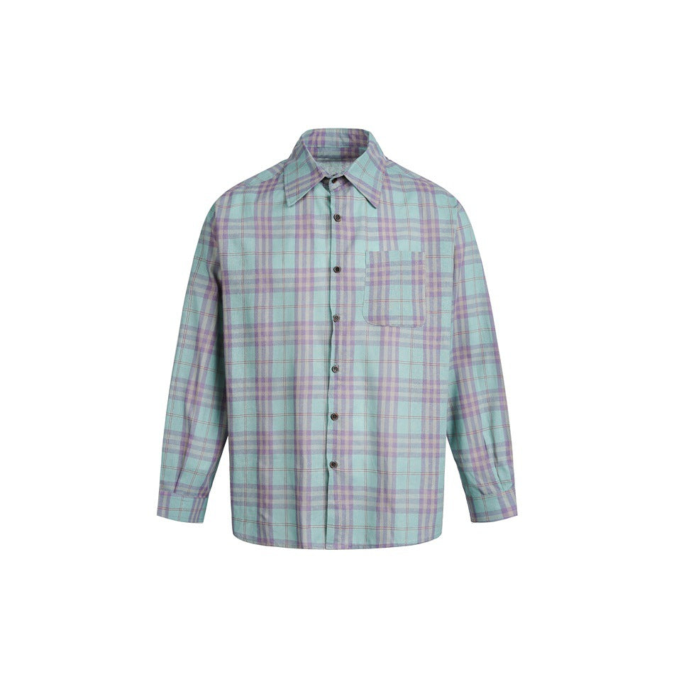 Unisex Boxy-Karohemd aus weichem Flanell mit überschnittener Schulter und aufgesetzter Brusttasche Shop Nory