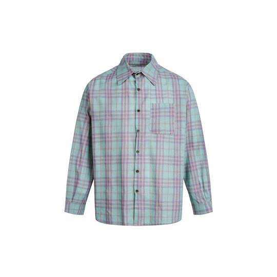 Unisex Boxy-Karohemd aus weichem Flanell mit überschnittener Schulter und aufgesetzter Brusttasche Shop Nory