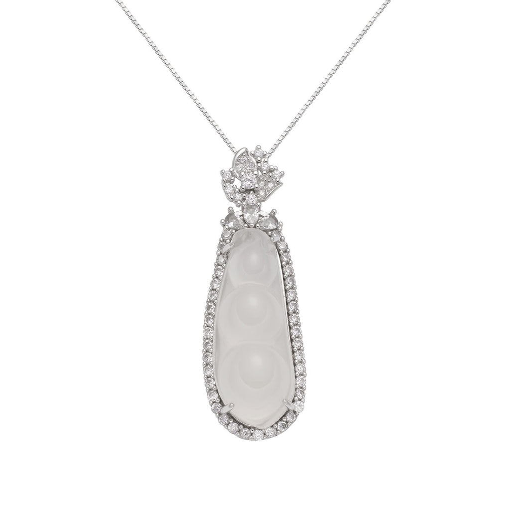 Damen Halskette mit luxuriösem Anhänger aus Halbedelstein und funkelnden Zirkonia-Elementen Shop Nory