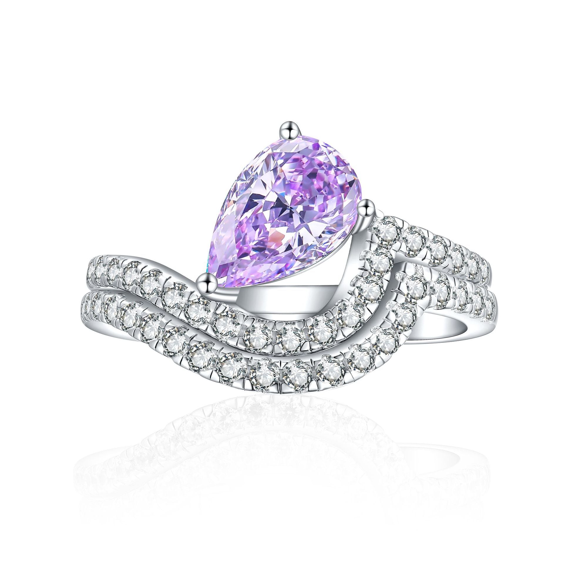 Damen Eleganter Ring mit tropfenförmigem Stein und funkelnden Zirkonia Shop Nory