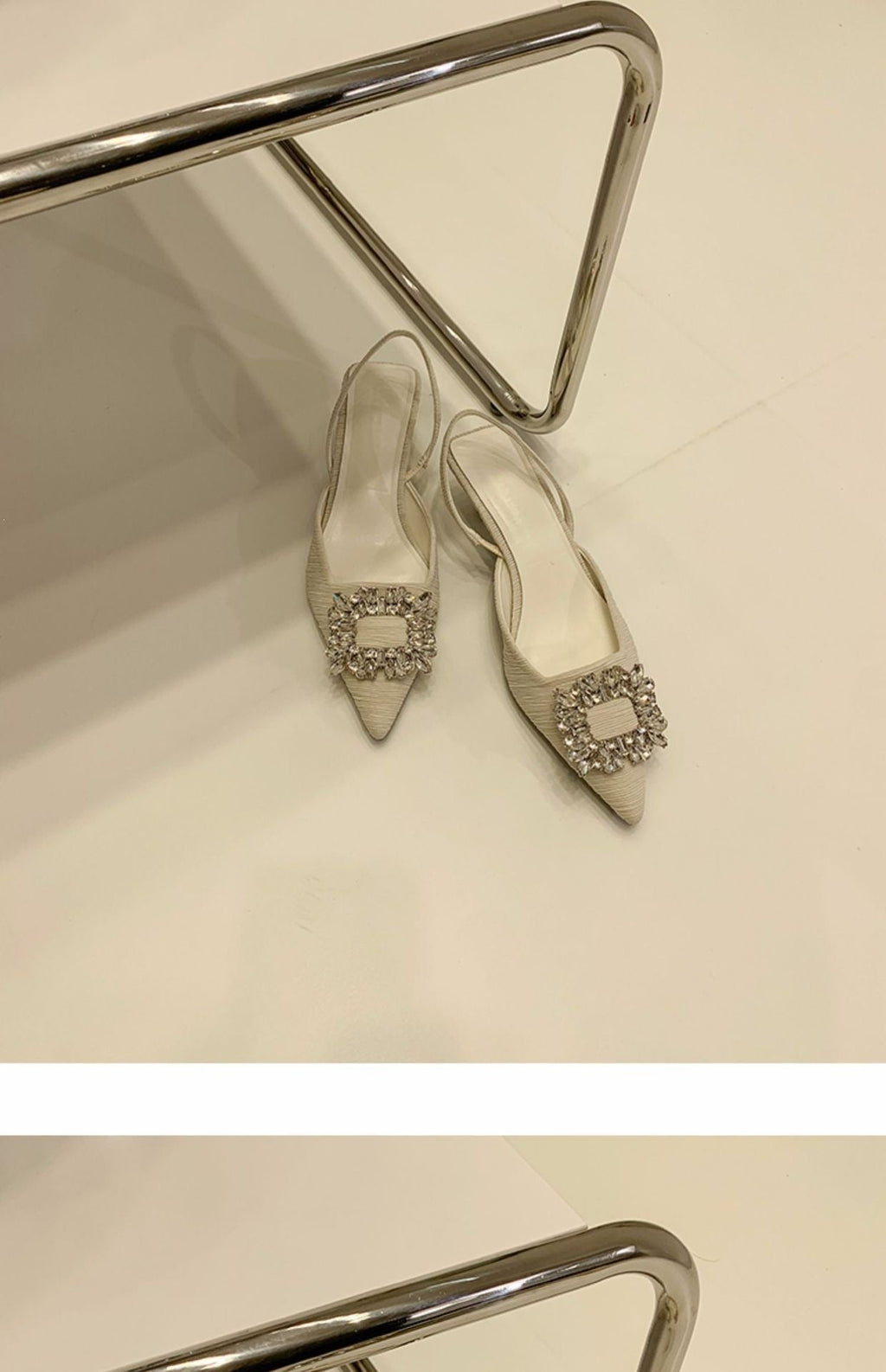 Damen Slingback-Pumps mit glänzenden Zierstein-Applikationen Shopnory