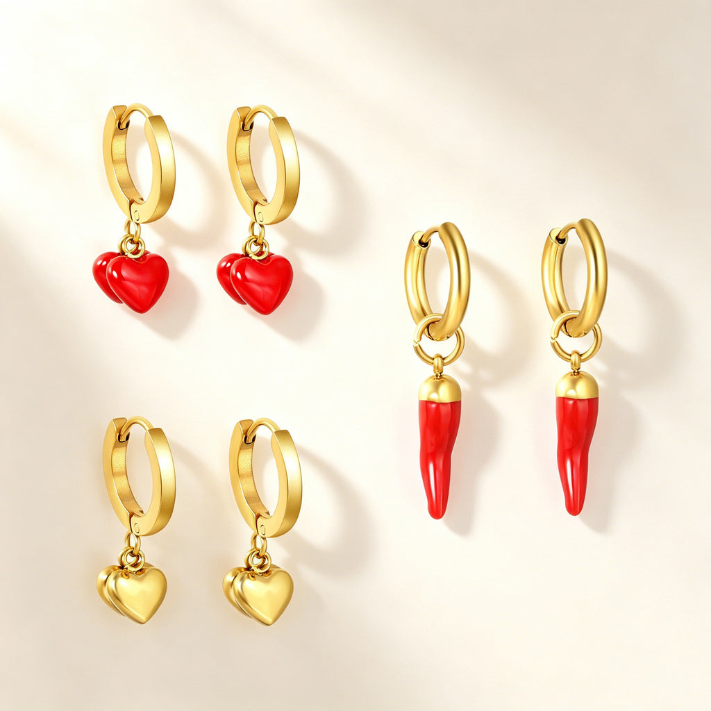 Damen Hängende Ohrstecker mit verspieltem Pilzdesign und goldfarbener Oberfläche Shop Nory