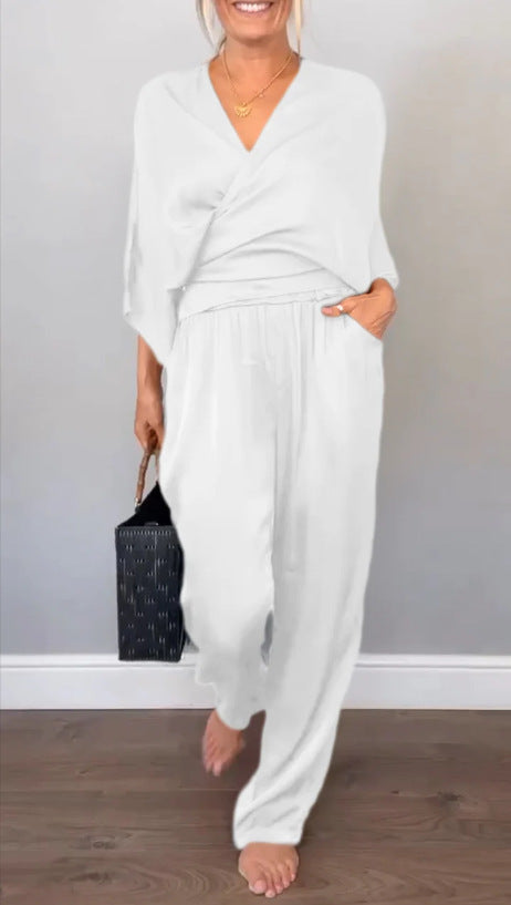 Damen elegantes und bequemes Satin-Hosenanzug