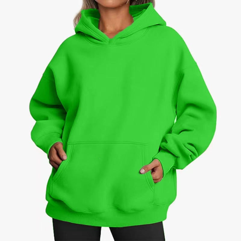 Damen nan Oversize-Kapuzenpullover mit Raglanärmeln, Kängurutasche und weichem Fleece-Innenfutter Shop Nory