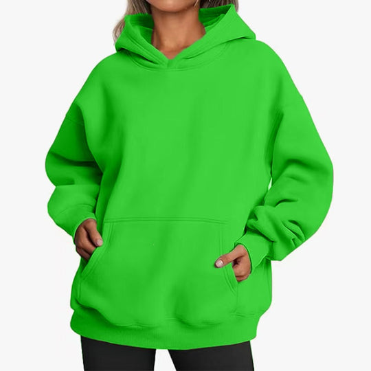 Damen nan Oversize-Kapuzenpullover mit Raglanärmeln, Kängurutasche und weichem Fleece-Innenfutter Shop Nory