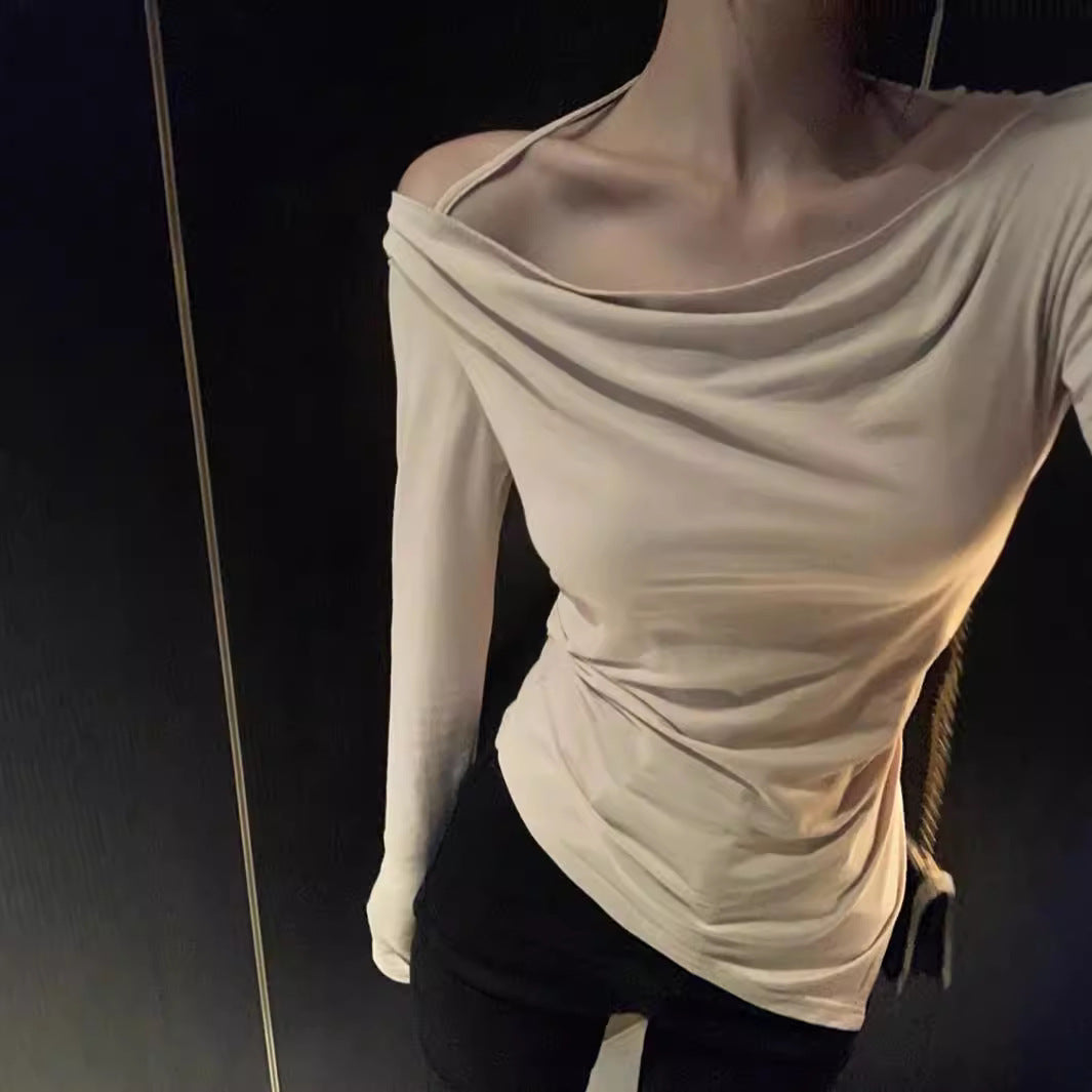 Damen schulterfreies Cowl-Longsleeve mit feinen Spaghettiträgern und sculptender Taillenpassform Shop Nory
