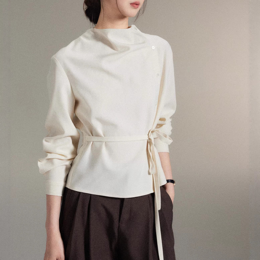Damen Modische Bluse mit Wickel-Ausschnitt Shop Nory