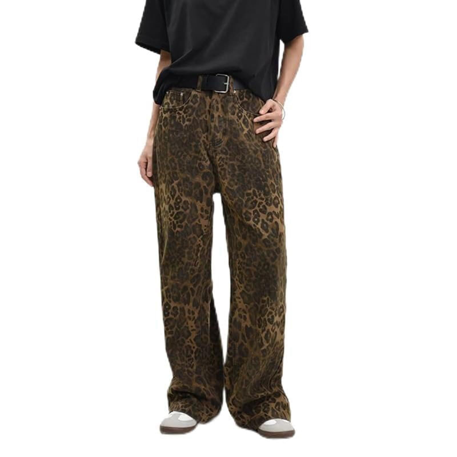 Damen Weit geschnittene Leoprint-Hose mit flexiblem Bund und modischem Design