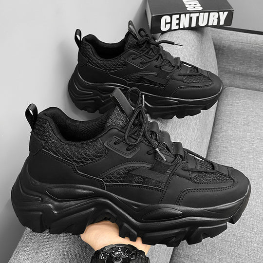 Damen Modische Plateau-Chunky-Sneaker mit strukturiertem Mesh-Overlayer und robuster Profilsohle Shopy Nory