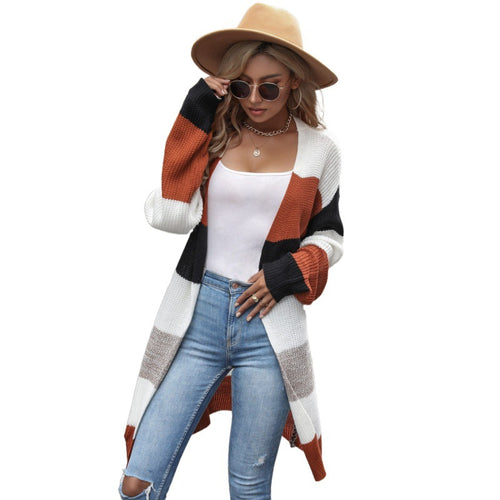 Damen Strickjacke mit blockfarbenen Streifen Shop Nory