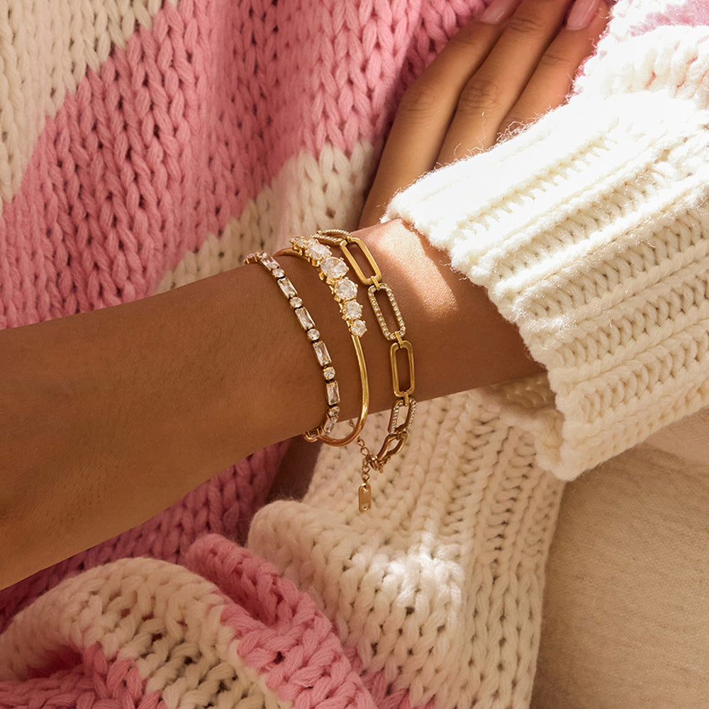 Damen Armband mit funkelnden Kristallen aus rostfreiem Edelstahl Shop Nory