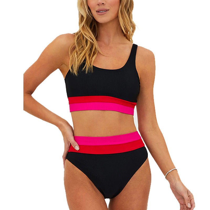 Damen Sportliches Bikini-Set mit komfortablem Crop-Top und hochgeschnittenem Höschen
