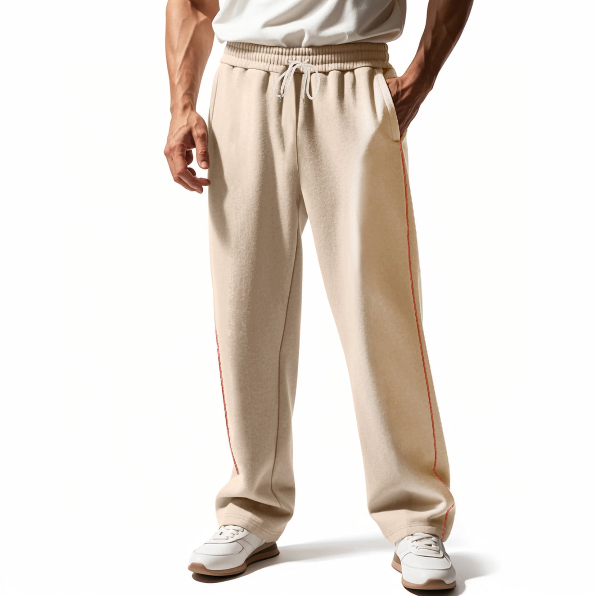 Herren bequeme Jogginghose mit Reißverschluss und seitlichen Taschen