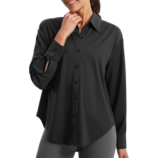Damen Oversize-Bluse aus Stretch-Mikrofaser mit Hemdblusenkragen Shop Nory