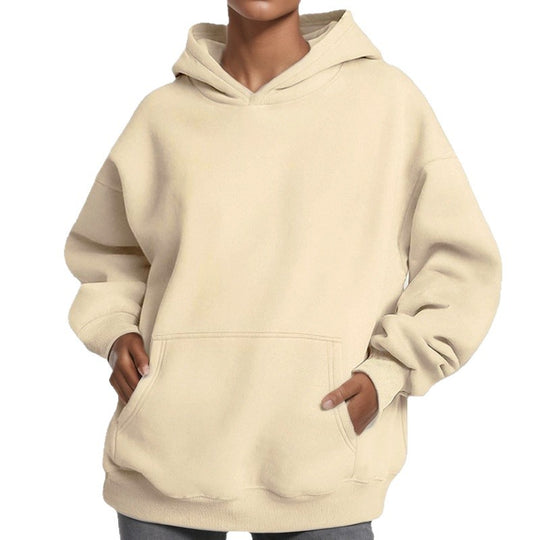 Damen nan extralanges Oversize Kapuzen-Sweatshirt mit Kängurutasche, weichem Fleece-Innenfutter und überschnittener Schulter Shop Nory