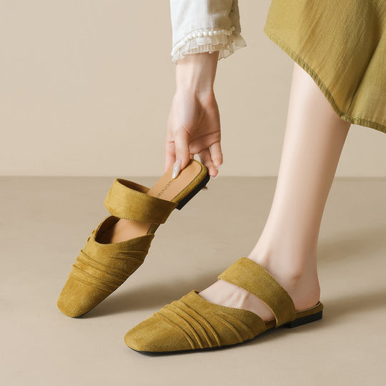 Damen Mokassin-Sandalen mit eleganten Riemen und stylischem Faltendesign Shopnory