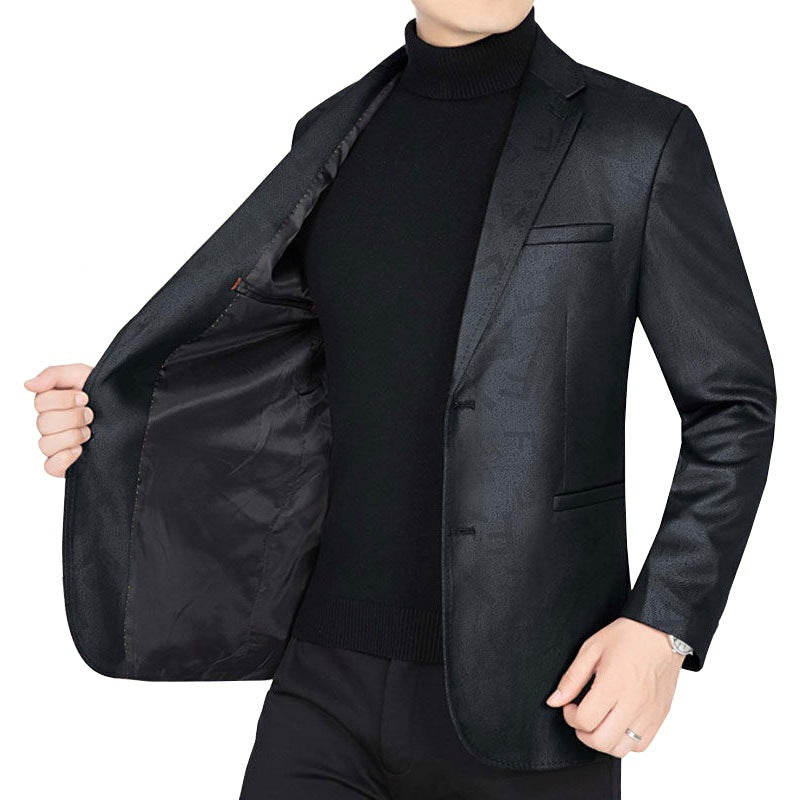 Herren Slim-Fit Sakko in Lederoptik mit fallendem Revers Shop Nory