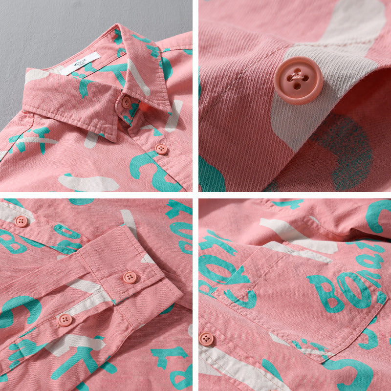 Herren Lockeres Baumwoll-Overshirt mit grafischem Allover-Print und Kentkragen Shop Nory