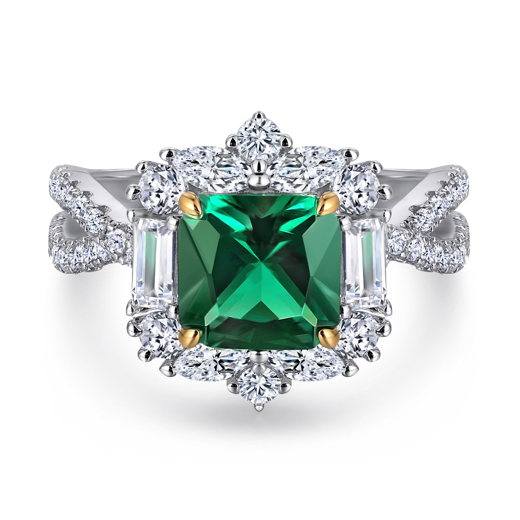 Damen Verlobungsring mit prachtvollem floralen Design und funkelndem Edelsteinbesatz Shop Nory