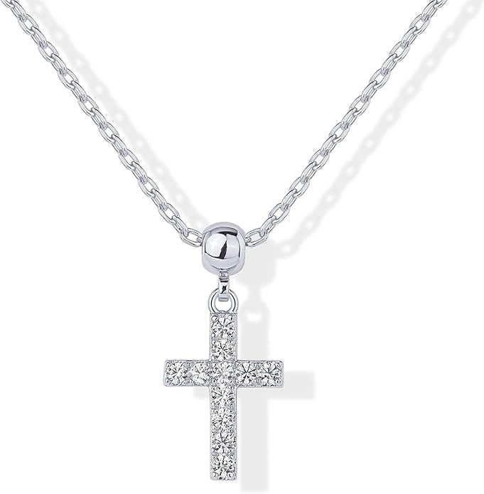 Damen Halskette mit funkelndem Kreuzanhänger und elegantem Kettendesign Shop Nory