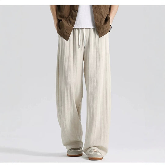 Herren Weite Leinenhose im Oversize-Stil mit Kordelzug und Seitentaschen Shop Nory