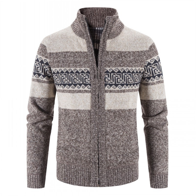 Herren Strickjacke mit hohem Kragen und attraktiven Mustern Shopnory