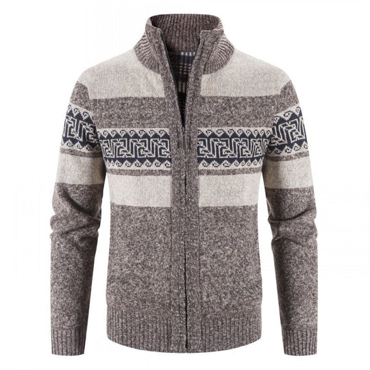 Herren Strickjacke mit hohem Kragen und attraktiven Mustern Shopnory