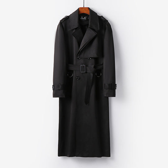Herren Eleganter knöchellanger Trenchcoat mit verdeckter Knopfleiste und Taillengürtel Shop Nory
