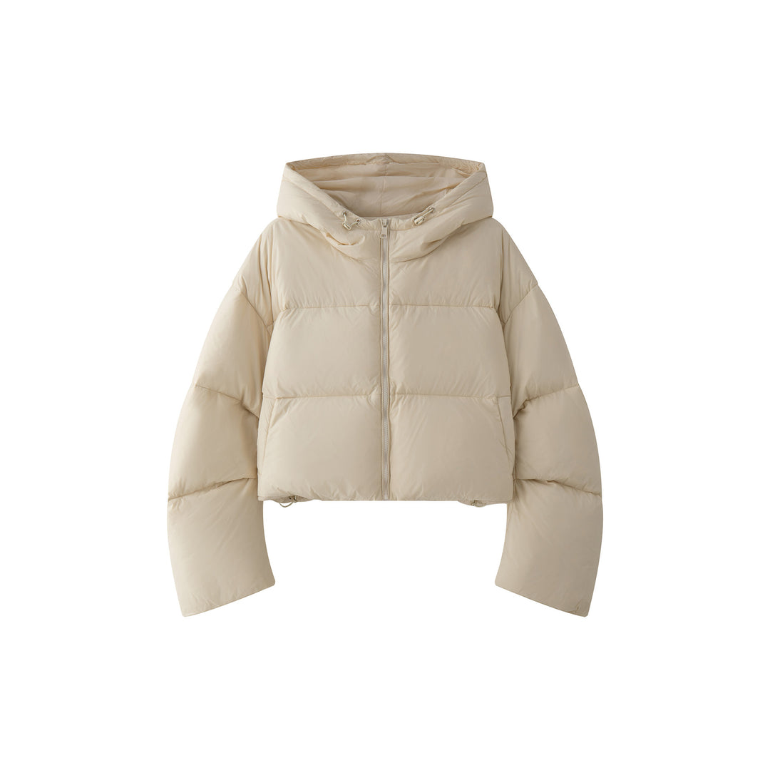 Damen Kurz geschnittene wattierte Pufferjacke mit Kapuze und winddichter Außenhülle Shop Nory