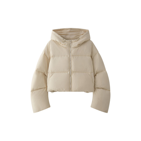 Damen Kurz geschnittene wattierte Pufferjacke mit Kapuze und winddichter Außenhülle Shop Nory